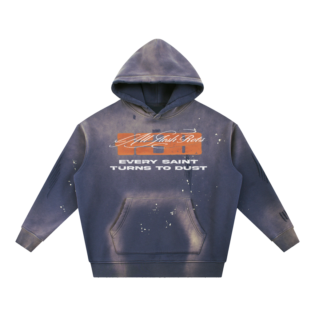 Vintage Washed Frayed Fleece Hoodie